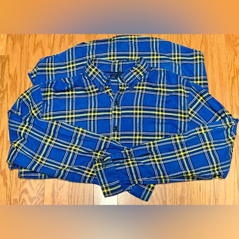Men's XL Tall 100% Cotton LANDS' END Plaid Flannel Button Down Shirt